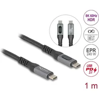 Delock USB 40 Gbps Daten- und Schnellladekabel koaxial 1m 8K 60 Hz PD 3.1 Extended Digital/Daten Koaxial m