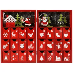 Rebecca Mobili Roter Adventskalender in Buchform mit 24 Schubladen und Lichtern