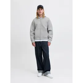 JACK & JONES Herren, Hoodie Kapuzenpullover JCOCOVER SCUBA SWEAT ZIP HOOD relaxed fit, 12282972 grau L
