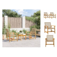 vidaXL Gartenstühle 2 Stk. Beige Poly Rattan und Akazienholz