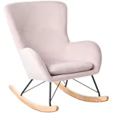 Schaukelsessel Rosa Samtstoff Mit Armlehnen Holzbeine Wohnzimmer Kinderzimmer Schlafzimmer Wohnbereich Modernes Design