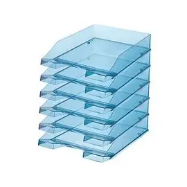 HAN Briefablage A4 Polystyrol transparent-blau Packung mit 6 Stück