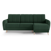 MOEBLO Ecksofa DEILA I, Couch für Wohnzimmer, Schlafsofa Sofagarnitur Sofa Eckcouch L-Form Wohnlandschaft mit 3 Rückenkissen - (BxHxT): 240x90x140 cm, mit Schlaffunktion und Bettkasten grün