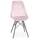 KADIMA DESIGN Esszimmerstuhl Eleganter Samtsessel ZAZY Vintage Polsterstuhl für Wohnzimmer (Esszimmerstuhl Rosa mit Schwarzen Metallbeinen Retro Design), 45x55x83 cm Kadima Kollektion rosa