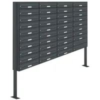 AL Briefkastensysteme 38er Premium Standbriefkasten Anthrazit inkl. Zeitungsfach