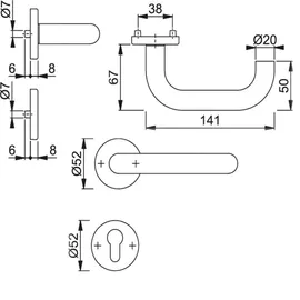HOPPE Rosettengrt.Paris E138Z/42KV/42KVS VA F69 rd.PZ DIN L/R D/D