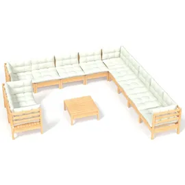 vidaXL Garten-Lounge-Set 12-tlg. creme Kiefer