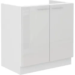 Spülenschrank 80 Lara Weiß Hochglanz + Weiß matt Küchenzeile Küchenblock Küche