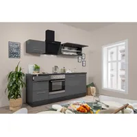 Respekta Küchenzeile Amanda 210 cm E-Geräte grau