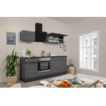 Respekta Küchenzeile Amanda 210 cm E-Geräte grau