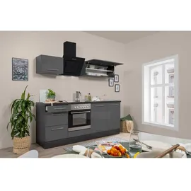 Respekta Küchenzeile Amanda 210 cm E-Geräte grau