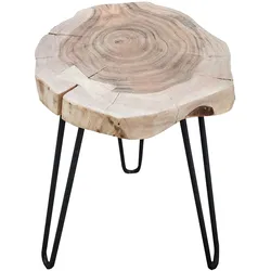 riess-ambiente Beistelltisch GOA - Massivholz 40cm natur Akazie Baumstamm Metall schwarz Hairpin Legs