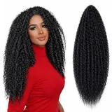 Brazilian Curly Boho Hair Braid - Haarverlängerungen zum Flechten mit Crochet im Echthaar-Look Kanekalon 500 Gramm aufgeteilt in 5 Stück + Satinmütze inklusive (1B, 20" 50cm)