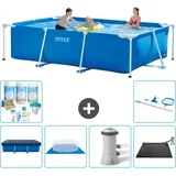 Intex Schwimmbecken mit rechteckigem Rahmen – 300 x 200 x 75 cm – Blau – im Lieferumfang enthalten Accessoire CB97 - Intex