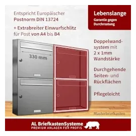 AL Briefkastensysteme 23er Premium Edelstahl Briefkastenanlage Silber