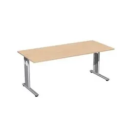 Geramöbel Flex Schreibtisch buche rechteckig, C-Fuß-Gestell silber 180,0 x 80,0 cm