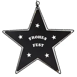 MARELIDA LED Hängestern FROHES FEST - Metallstern - 5-zackig - D: 27cm - 20 LED - Batteri...