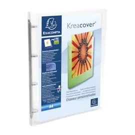 Exacompta 51968E Präsentationshefter KreaCover Kunststoffbezug außen und innen. 4 Ring-Mechanik DIN A4 Rücken 20mm ideal für Angebots- und Unternehmenspräsentationen transparent