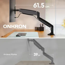 ONKRON Monitorhalterung G100-B für 13-32 max 9 kg, Gasdruckfeder, VESA TFT, Tisch-Befestigung, schwarz