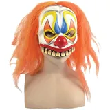 Maske böser Clown mit orange Haaren Clownsmaske Clownmaske für Kostüm Clownskostüm