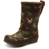 Bisgaard Unisex Kinder Basic Rubber Rain Boot, Brown Dino, 32 EU