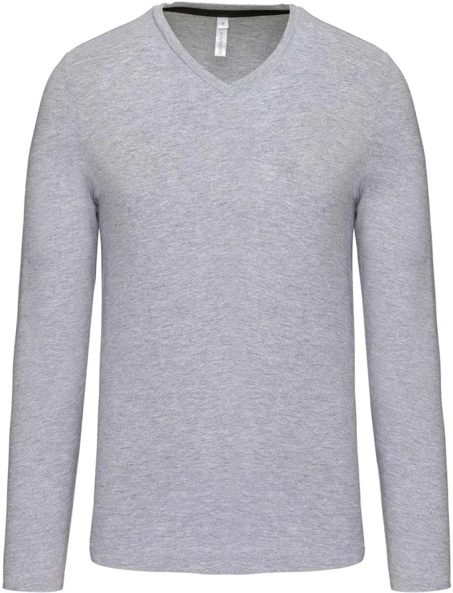 Kariban Herren V-Ausschnitt T-Shirt langarm K358 oxford grey M