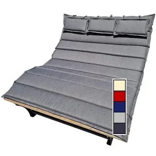 XXL Auflage mit 3X Kopfkissen für Waldsofa Traumliege Sonnenliege Relaxliege Gartenliege Himmelsliege Wellnessliege Saunaliege