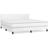 vidaXL Boxspringbett mit Matratze Weiß 160x200 cm Kunstleder1389726