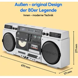 Medion LIFE P66538 Retro-Boombox silber