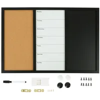 Relaxdays Kombitafel 3in1, HxB: 40x60 cm, Whiteboard, Pinnwand, Kreidetafel,