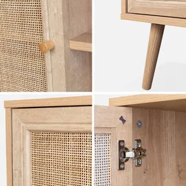 sweeek TV-Möbel mit Rattangeflecht 120 x 39 x 56,5 cm Braun Holz/MDF