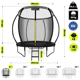 HyperMotion Kindertrampolin 244 cm Schwarz