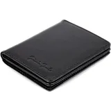 Jaimie Jacobs SLIMSTAR mit großem Münzfach dünne Geldbörse Leder Slim Wallet Hochformat Geldbeutel Herren (Schwarz)