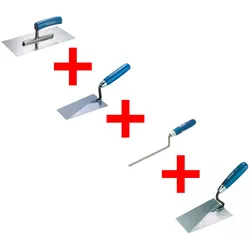 Jung Henkelmann Kellen Set 4-tlg Maurerkelle, Putzkelle, Fugenkelle, Glättekelle