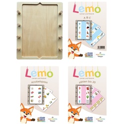 Lemo Lernspielzeug Starterset ab 5 Jahre: Holzrahmen + 3 Kartensätze