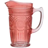 MARELIDA Krug Vintage Boho Blumenmuster Karaffe Tee Saft Kanne Glas 1,4l rot