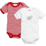 PLAYSHOES - Kurzarm-Body BABY WAL 2er-Pack in weiß/rot, Gr.50/56