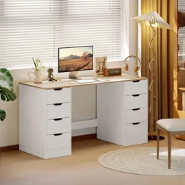 Homcom Schreibtisch 140 x 53 x 75 cm Weiß