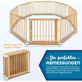 KIDUKU KIDUKU® 7,2 Meter Laufgitter weiß XXL klappbar inkl. Tür, bestehend aus 8 Elementen, individuell formbar Laufstall Absperrgitter - Naturbelassen