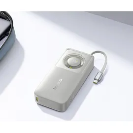 Baseus Free2Pull Powerbank mit Usb-c-anschluss und einziehbarem USB-C-Kabel - grau