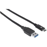 Manhattan USB 3.1 Gen1) USB-A Stecker, USB-C® Stecker 1.00 m Schwarz