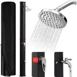 Bettizia Solardusche 20-60 Liter - bis 60°C – mit schwenkbarem Duschkopf, Fußdusche & Gartenschlauch - Schwarz