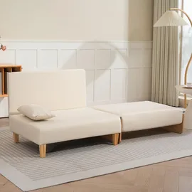 [en.casa] Schlafsessel Seinlus Polyester 81 x 88 x 68 cm Beige mit Kissen