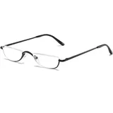 ABETOS Halbrand Lesebrille Herren Damen Metall Halbmond Halbrahmen Sehhilfe Flexibel Federscharnier Lesebrillen Computer Lesebrille Leicht Komfortable Lesehilfe Brille mit Stärke(Schwarz, 2.0) - 2