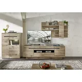 Innostyle Wohnwand INNOSTYLE "BELLANO", braun (außen viking oak nature nb, innen graphit nachbildung), B:332cm H:186cm T:44cm, Glas, Holzwerkstoff, MDF, Kastenmöbel-Sets, Wohnwand, inkl. LED-Beleuchtung
