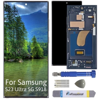 Int'x Display OLED für Samsung S23 Ultra 5G (Fingerprint) - Ersatzbildschirm für LCD/OLED mit Rahmen - Touchscreen mit Reparaturwerkzeug-Kits - Ersetzt einen defekten Bildschirm - Schwarz