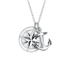 KUZZOI Kompass Anker Medaillon 925 Silber 60 Herren 