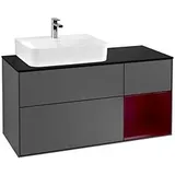 Villeroy & Boch Finion Waschtischunterschrank G152HBGK 120cm, Abdeckplatte black matt, Emotion, Regal links Peony, Anthracite matt