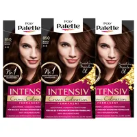 SCHWARZKOPF POLY PALETTE Intensiv Creme Coloration, Haarfarbe 850/4-6 Mokkabraun, 3er Pack (3 x 128 ml)