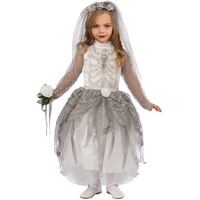 Rubie's 75184 Skelett Braut Skeleton Bride Kinderkostüm, weiß/grau, S 3-5 Jahre